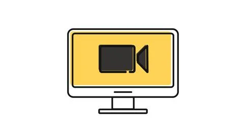 Desktop computer video editing icon Stock Illustration