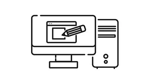 Desktop computer with web design layout symbol Stock Illustration