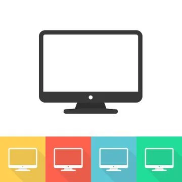 Desktop computer web icon. Colored set vector illustration Stock Illustration