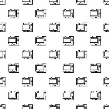 Desktop computer webcam digital technology seamless pattern Illustrazione stock
