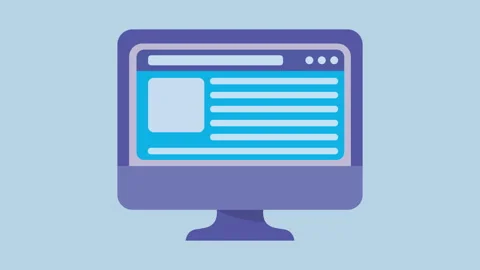 Desktop computer with webpage 2d Animation with Alpha Matte Stock Footage 335608046