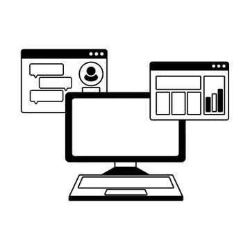 Desktop computer with webpage template Stock Illustration