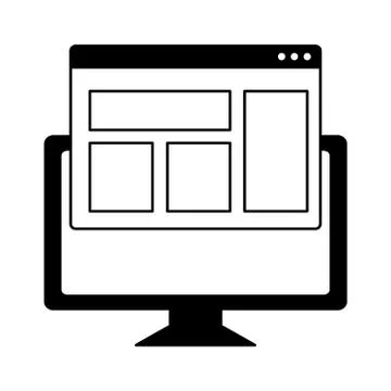 Desktop computer with webpage template Stock Illustration