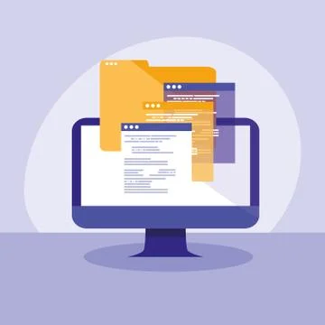 Desktop computer with webpage templates Illustrazione stock