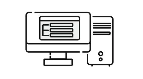 Desktop computer with website layout design on screen vector icon. Stock Illustration