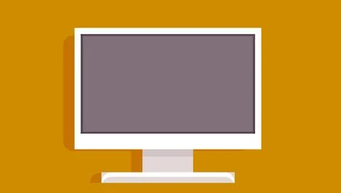 Desktop computer with widescreen display and mouse. Monitor, office equipment at Stock Illustration
