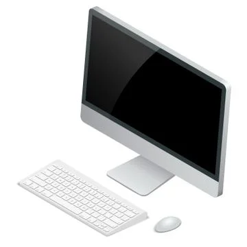 Desktop computer with wireless keyboard and mouse. Flat 3d Vecto 스톡 일러스트