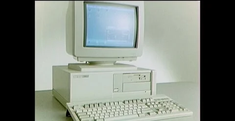 THE DESKTOP COMPUTER WORKSTATION (1990) Stock Footage 258321305