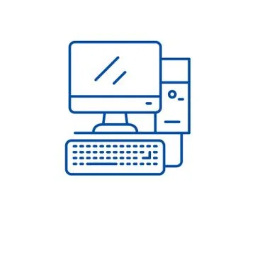 Desktop computer, workstation line icon concept. Desktop computer, workstation Illustrazione stock