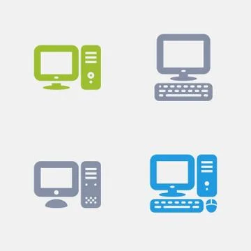Desktop Computers - Granite Icons Stock Illustration