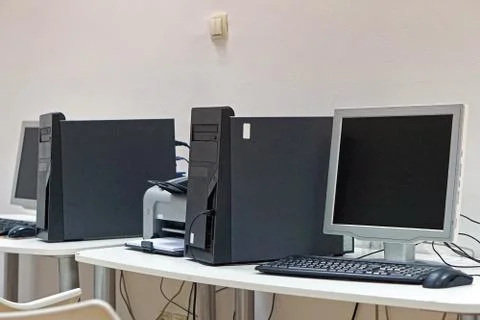 Desktop computers office Stock Photos