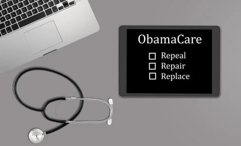 Desktop concept for Obamacare replacement Stock Photos