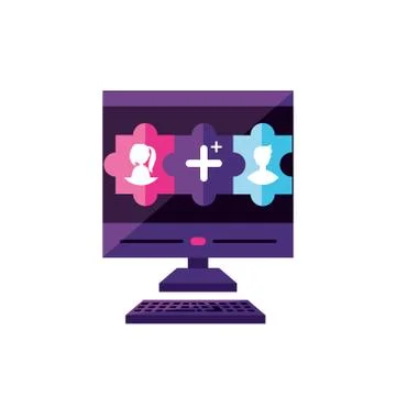 Desktop with contacts manager app 库存插图