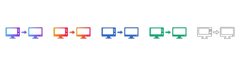 Desktop Data Transfer Icons Stock Illustration