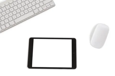 Desktop devices on white Stock Photos