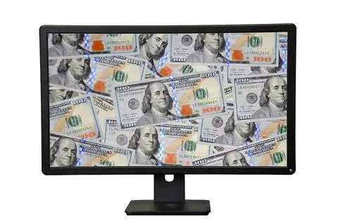 The desktop display isolated on white background Stock Photos