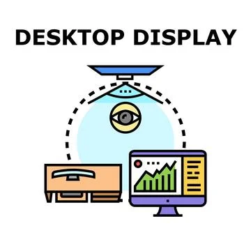 Desktop display setup showing data visualization content Illustrazione stock