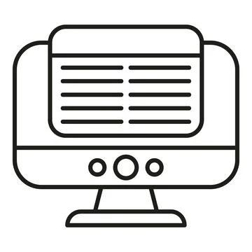 Desktop display showing document text line art Stock Illustration