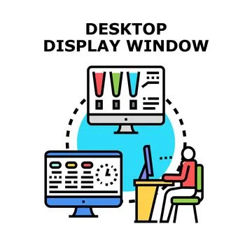 Desktop display window showing software application interface Ilustración de archivo