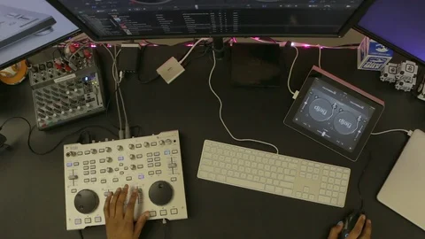 Desktop DJ computer equipment Stock-Footage 89560475