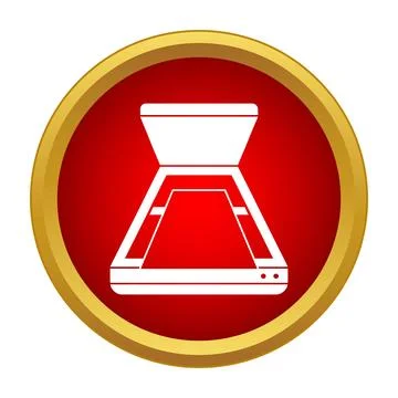 Desktop document scanner flat icon in red circle 스톡 일러스트