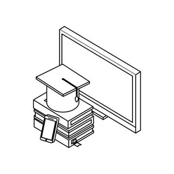 Desktop with ebooks icon 스톡 일러스트