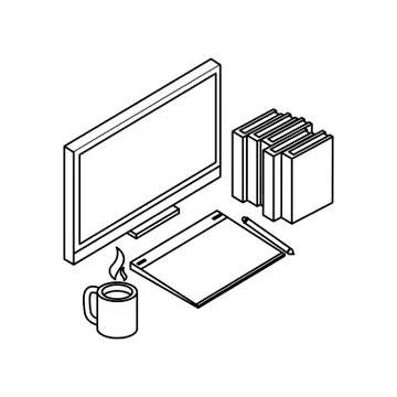 Desktop with ebooks icon 스톡 일러스트