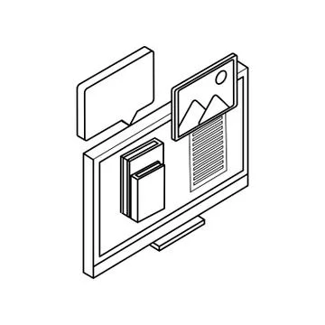 Desktop with ebooks icon 스톡 일러스트