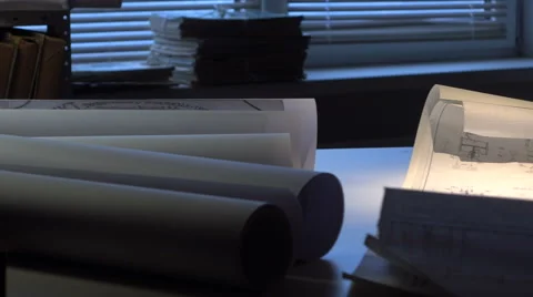 Desktop engineer with drawings. Stock Footage 58817053