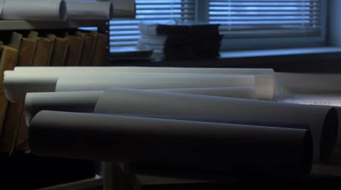 Desktop engineer with drawings. Stock Footage 58817290