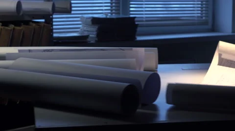 Desktop engineer with drawings. Stock Footage 58817352