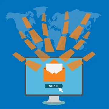 Desktop with envelopes Stock Illustration