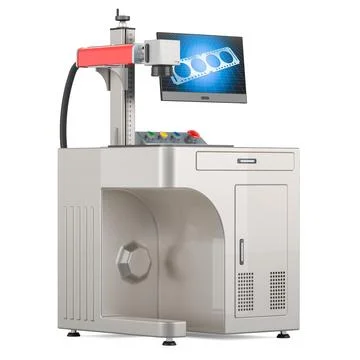 Desktop Fiber Laser Marking Machine, 3D rendering Illustrazione stock