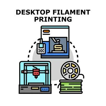 Desktop filament printing concept creating plastic objects 库存插图
