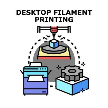 Desktop filament printing technology process icon concept Stock Illustration