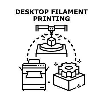 Desktop filament printing technology process icon concept Stock Illustration