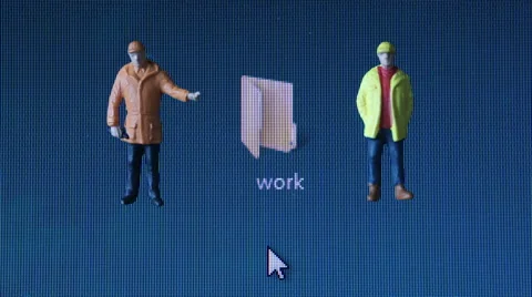 Desktop folder and working men. Video stock 48786587