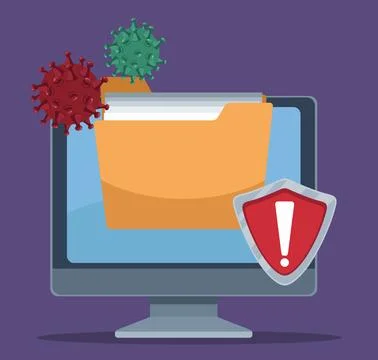 Desktop with folder infected Stock Illustration