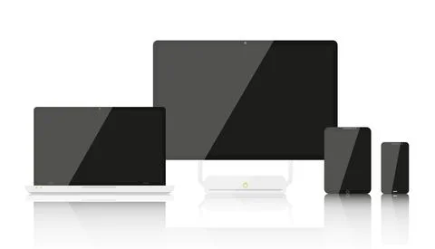 Desktop gadget device mobile pc technique flat set Stock Illustration