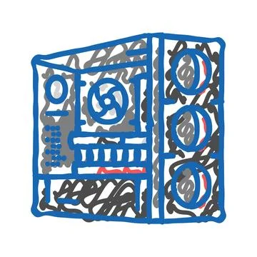 Desktop gaming pc icon doodle illustration イラスト素材