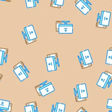 Desktop gaming pc vector seamless pattern Stock Illustration