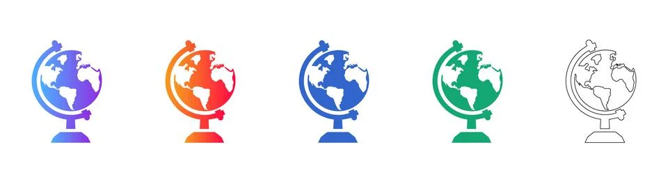 Desktop Globe Icon Set for Education Stock Illustration
