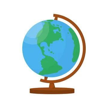 Desktop globe isolated on white background. School supplies. Flat vector Stock Illustration