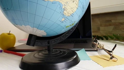 Desktop globe slow-motion shooting Video stock 90063724