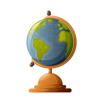 Desktop globe, vector illustration. Location of continents and oceans. Stock Illustration