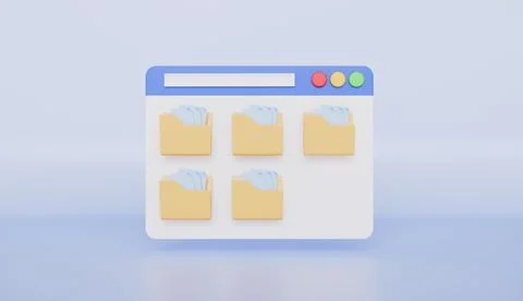 Desktop Interface Window with File Folder, Open Folder Icon, File for Paper Stock Illustration