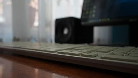 Desktop with keyboard and PC Stock Footage 92535702
