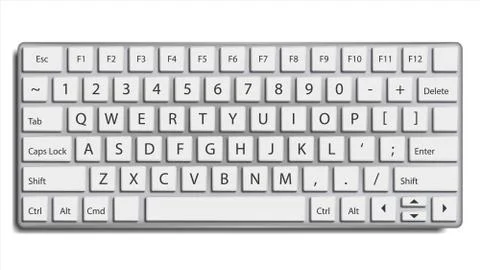 Desktop Keyboard Vector. Classic. Top View. Modern Computer Electronic Device Stock Illustration