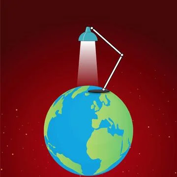 Desktop lamp lighted Stock Illustration