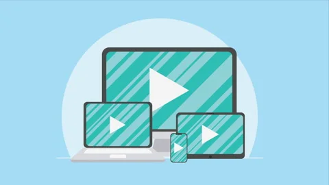 desktop with laptop and tablet animation | Stock Video | Pond5